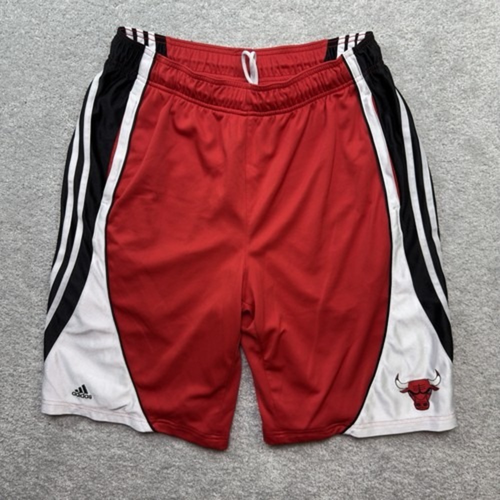 Adidas Chicago Bulls NBA Basketball Shorts Mens Large Red White 3 Stripe 2011